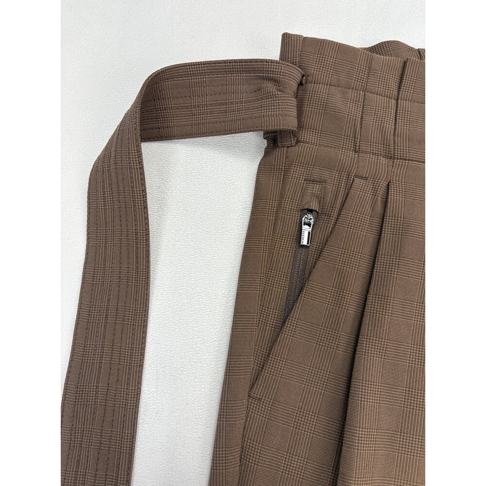 Athleta Paperbag Belted Pleated Trousers Size 0 Brown - Picture 9 of 13